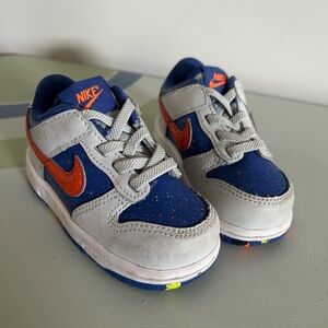 Nike Toddler Dunk Low Orange and Blue Paint Splatter Shoes 6C